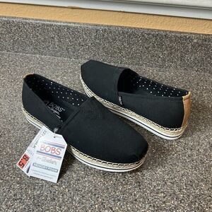 BOBS from Skechers Womens Espadrille Flats Casual Black Size 8.5 Memory Foam NWT